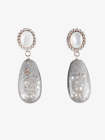 Σκουλαρίκια Victoria από Ασήμι 925 -Υγρό Γυαλί - πέτρες φίλντισι